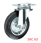 Опора колесная поворотная ф160 мм, нагрузка 200 кг, резина (SRC 63) 