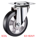 Опора колесная поворотная ф150 мм, нагрузка 430 кг,эластичная резина (SCDL 63 HEAVY) 