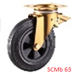 Опора колесная поворотная с тормозом ф160 мм, нагрузка 200 кг, полипропилен/резина (SCMb 63) 
