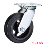 Опора колесная поворотная ф150 мм, нагрузка 230 кг, резина (SCD 63) 